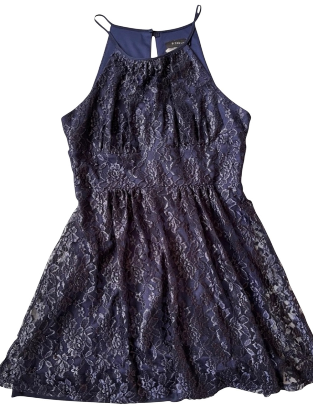 B Darlin Navy Blue Lace Halter Size 15/16 Semi Formal Mini Dress